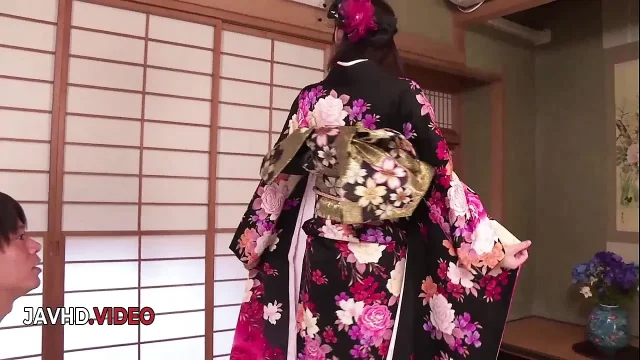 Naughty JAV Lady in Kimono Fucked Hard Gets Creampie Orgasmically