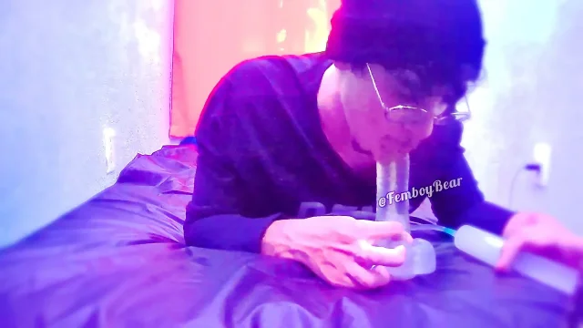 Horny Little Femboy Sucking till his mouth is full