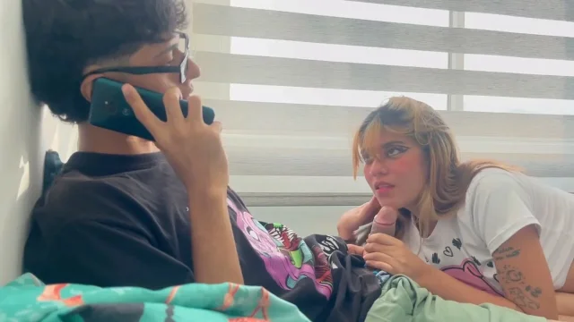 fuck my stepbrother while he on call with his girlfriend cuckold