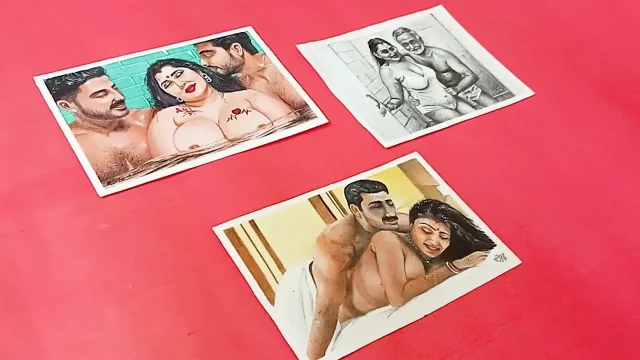 Erotic Art Or Drawing Compilation Of Sexy Desi Indian Big boobed women having