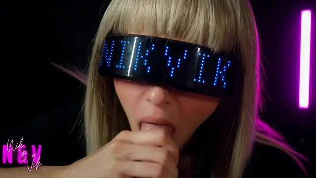 Cyberpunk Girl Greedily Sucks All the Cum Out of Her Fan