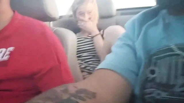 Hot Blue Eyed Blonde Dildo Fucking in the Back of Convertible
