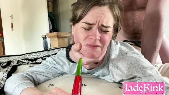 Submissive slut total domination - Candy in mouth dick from behind