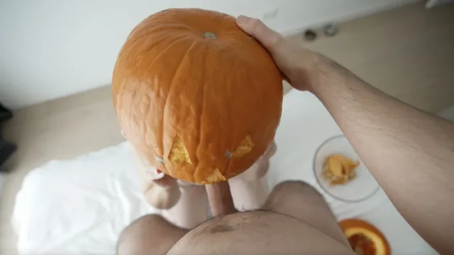 stepsister didn't expect the Halloween pumpkin game to go wrong