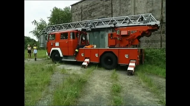 Two Amazing Young Sluts Fucked and Cummed in Mouth by Fireman with Big Cock