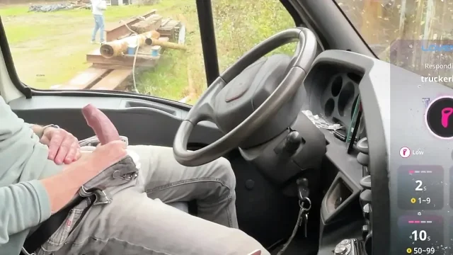 A masked guy sucks my big dick in the truck on a rest area