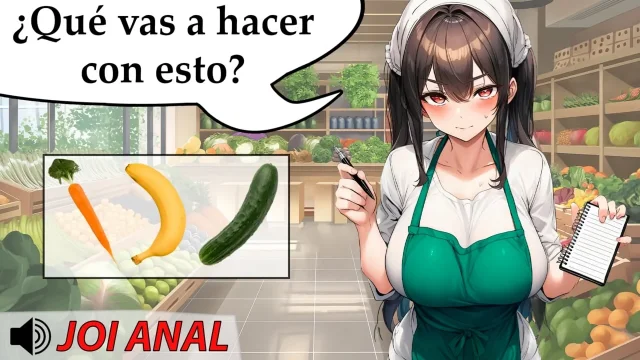 Spanish audio Anal JOI with fruits The fruit seller has caught you and now wants