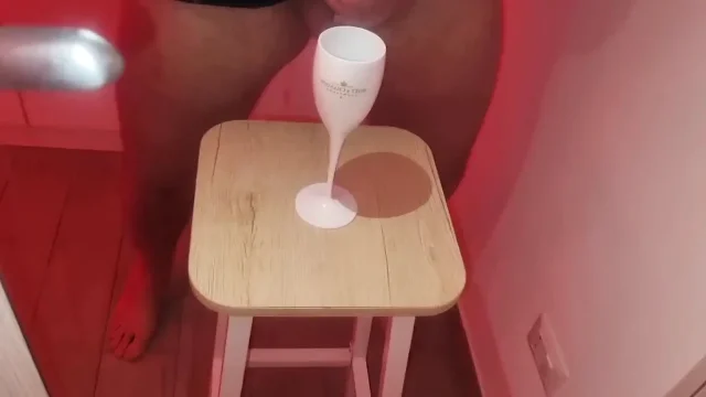 Cum Tasting - Moët & Chandon and a Goblet of Cum Poured by a Nice Big Cock