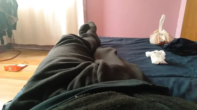Mega cock about to release milk in the middle of masturbation