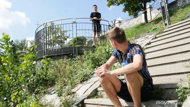 Teen goes cruising for a tight hole to fill with his huge cock bareback