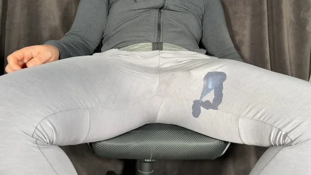 Hands free cum in grey sweatpants