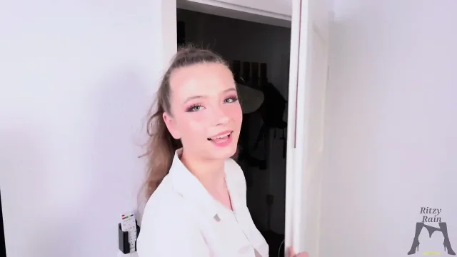 Ritzy Rain the Special Maid Blowjob Cowgirl Pussy Ride and Messy Cum on body Finish