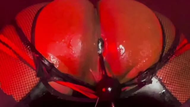 Juicy booty riding cone shaped dildo