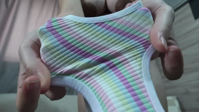 My Stepmom shows me his favorite panties then does camel toe pussy in them and