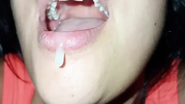 I squeeze all the milk out of her mouth and swallow all her cum