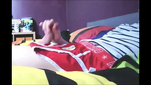 Sammy Andrews cumming on superhero underwear