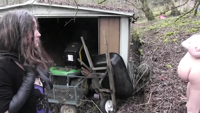 Evil lesbian witch crushes their female working slaves at her country estate