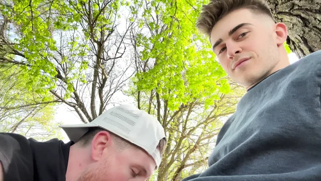 Step Bro Sucks Him Off in the Backyard Til He Busts