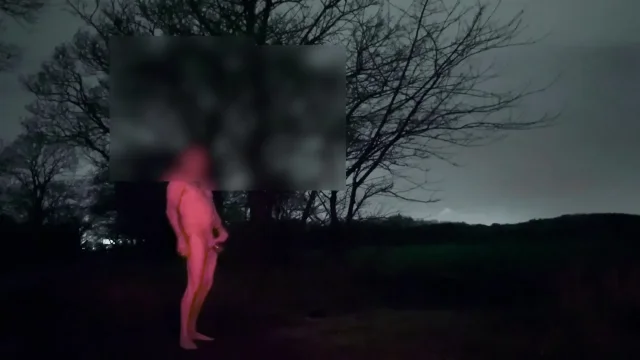 Wanking cock naked in public