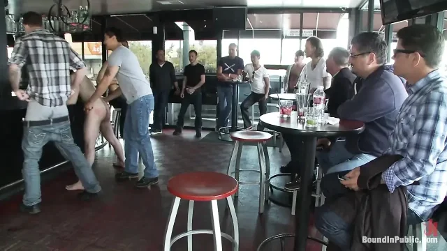 Two Hairy Sluts Get Used in a Bar Full of Horny Strangers