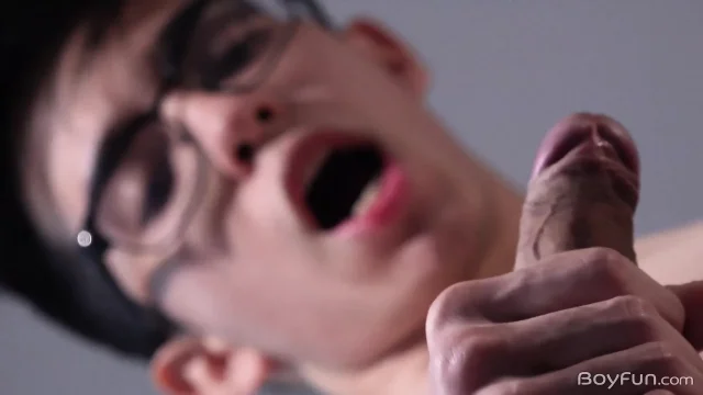Nerdy Latino twink jerks off eats his cum before Stepdaddy get home from work