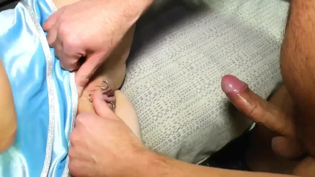Skinny Blonde Wife with Pierced Pussy Gets Fucked Hard for the First Time in a