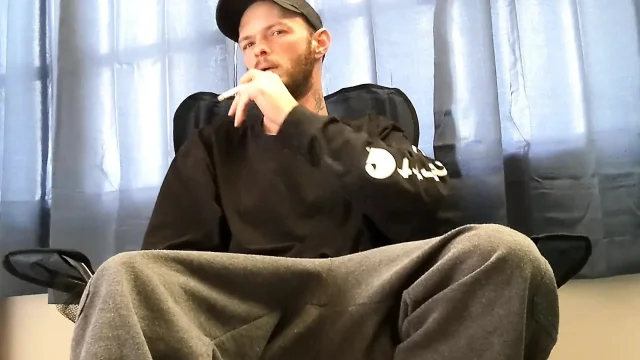 Smoking and Stroking Big Cock and Cumming