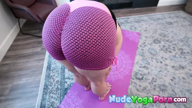 Sexy big tits MILF Claire Dames yoga and masturbation session