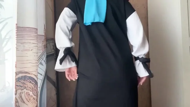 Girl in Hijab Gets Horny While Doing Stretching