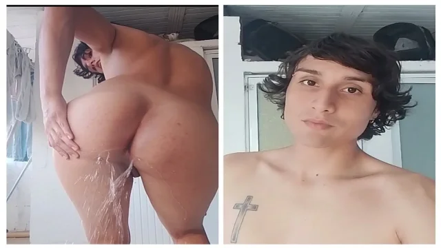 Sissy peeing down her rich ass squirt anal enema