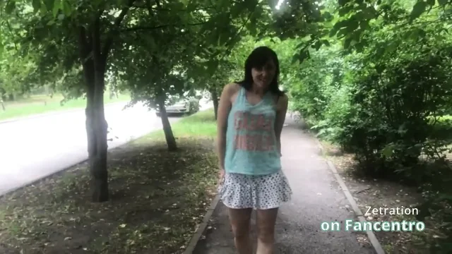 Gorgeous brunette naughty in your park without panties