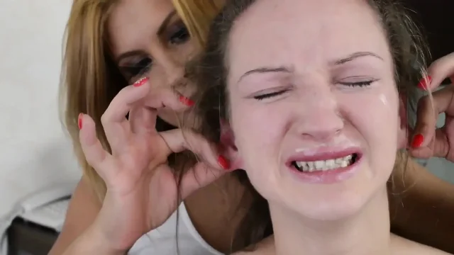 Ear fetish - by domina Dorothy Black and her slave Melania