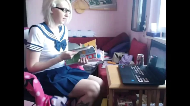 College Uniform Girl Cumming Rubbing lush Orgasm