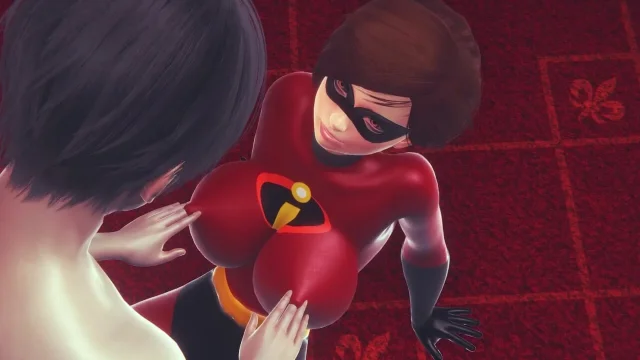 Helen Parr The Incredibles Gets an Orgasm from Breast Play and Cunnilingus -
