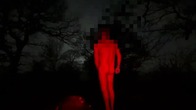 Naked from waist down flashing a car then strip totally naked