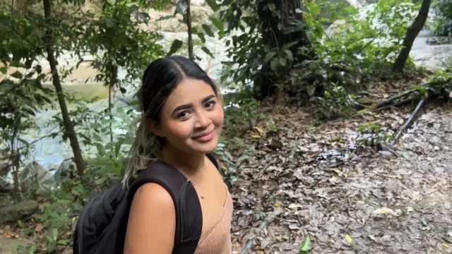 Stepsister rides my cock in a river in the Colombian jungle