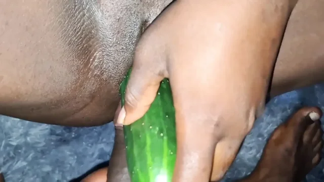 She Loves Cucumber and Banana in Her Pussy