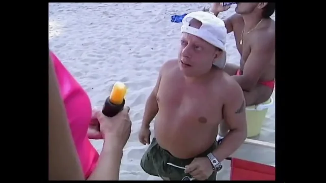 She Give Nice Suck Big Cock of His Friend While They Are in the Beach
