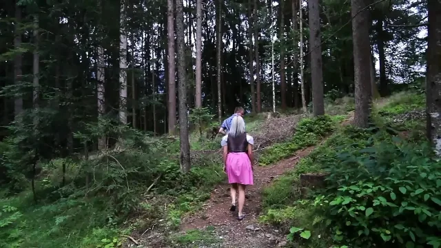 Sexy Busty MILF Fucked Outdoors and Cumshot in Mouth by Big Amateur Cock