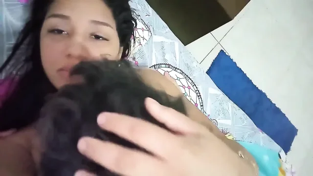 18 year old brunette big saggy tits from New York United States fucking her