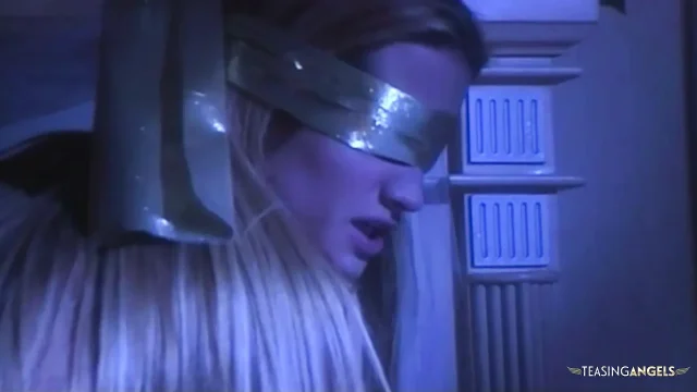 blindfolded blonde receives penetration in doggy style position from stranger