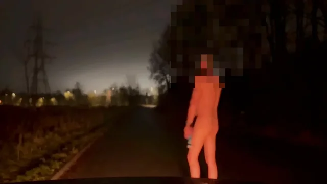 Almost caught naked barefoot jerking my cock outside
