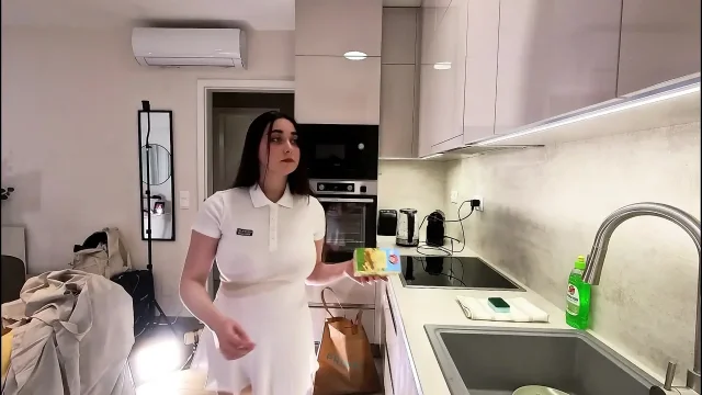 Big tits big ass all natural beautiful college girl in a see through white dress