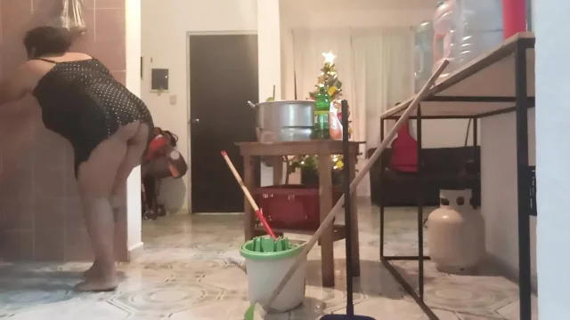 Fat Wife Doing Cleaning 4