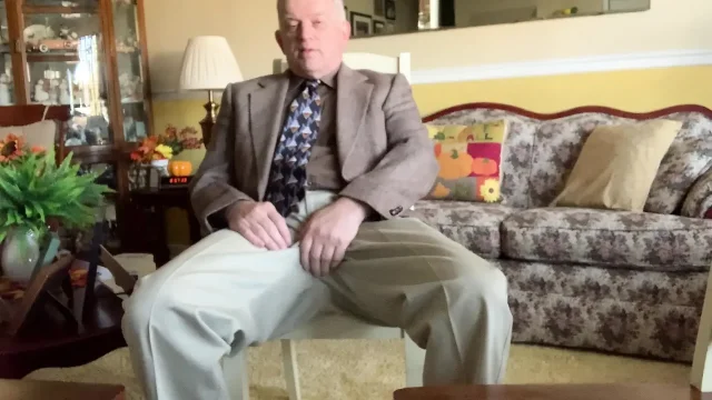 Older man stroking to a very pleasurable orgasm