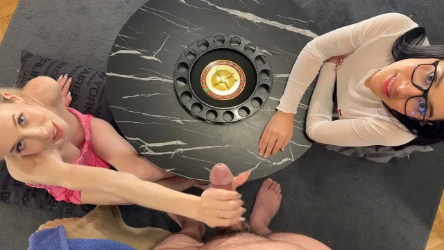 Cum Challenge Threesome CFNM for Christmas and Fun with Balls Playing and