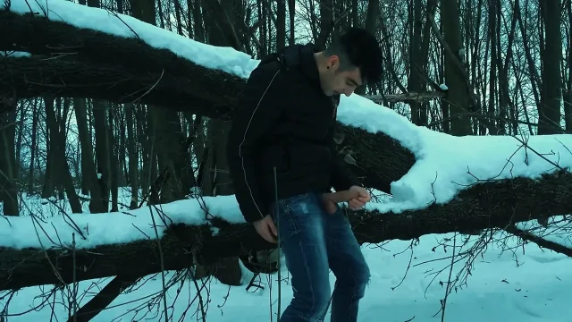 Winter Jerk off in Snowy Land Two Times