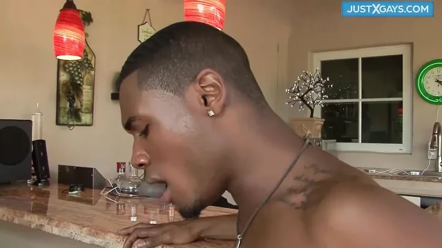 Skinny boy sucks two massive black cocks resulting to facial cumshot