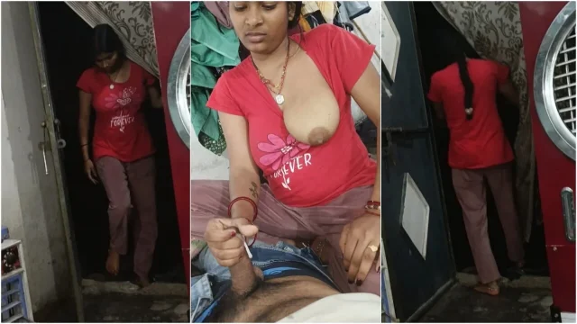 Girlfriend went to boyfriend's room at night got the cock water out of her hand