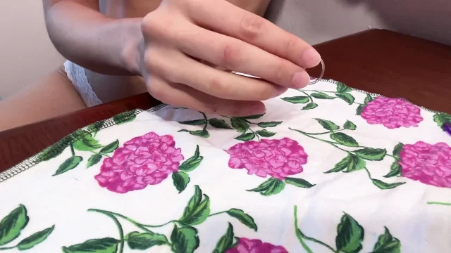 Hands Close-up Filing Buffing Rings Try-on